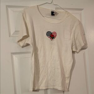 Women's White Tee with Heart Patch